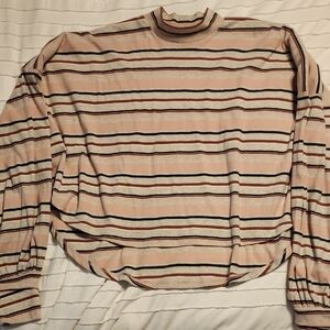 Free People Striped Long Sleeve Crop